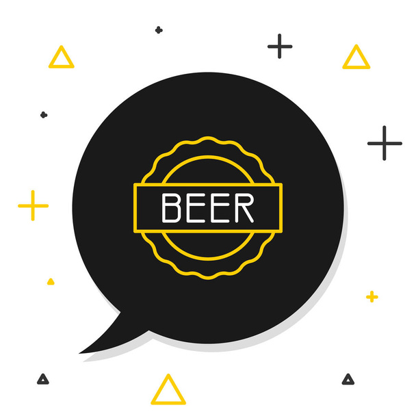 Γραμμή Καπάκι μπουκαλιού με επιγραφή εικονίδιο μπύρας απομονωμένο σε λευκό φόντο. Πολύχρωμο περίγραμμα έννοια. Διάνυσμα - Διάνυσμα, εικόνα