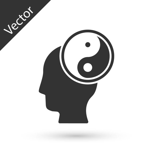 Yin Yang gris símbolo de armonía y equilibrio icono aislado sobre fondo blanco. Vector - Vector, imagen