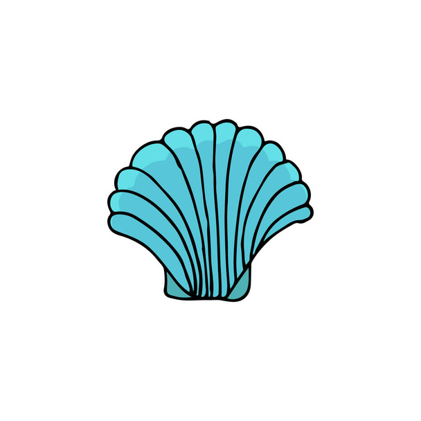 Színes tengeri kagyló illusztráció. Színes kagyló ikon. A kagyló illusztrációja - Vektor, kép