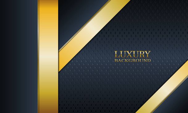Abstract luxury dark navy and golden stripes background. - Vector, Image