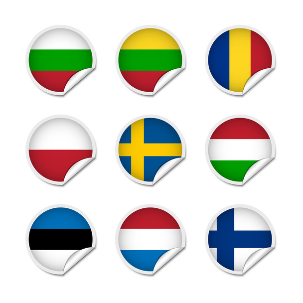 Flag stickers set 3 - Vector, Image