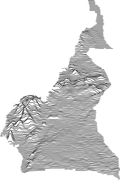 Топографическая карта Камеруна с черными контурами - Вектор,изображение