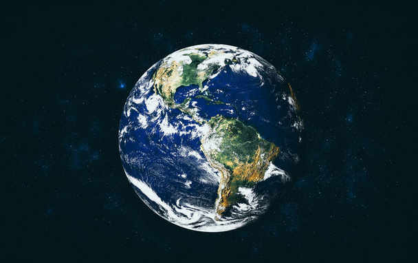 Planet Earth globe kilátás az űrből bemutató reális föld felszíni és világtérkép - Fotó, kép