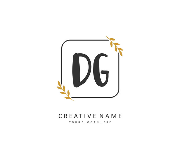 Logo iniziale della lettera e della firma della DG. Un concetto calligrafia logo iniziale con elemento modello. - Vettoriali, immagini