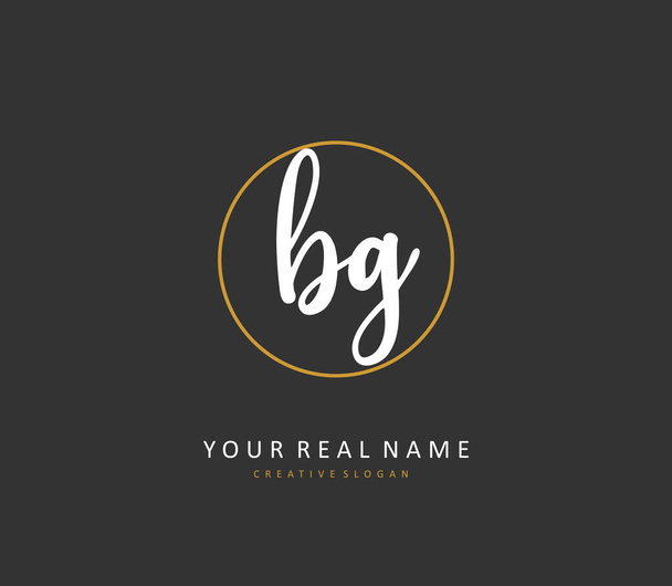 BG Inicial letra letra y firma logotipo. Un concepto de escritura a mano logotipo inicial con elemento de plantilla. - Vector, imagen