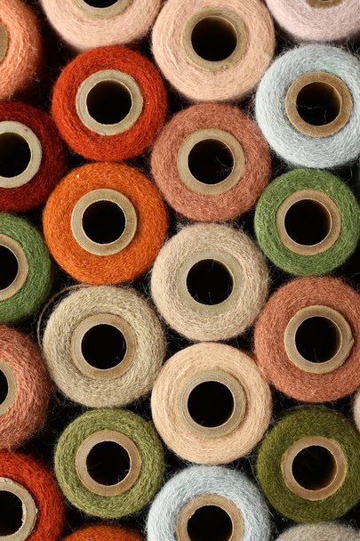 Abstract Background Collection of Antique Yarn Spools - Fotoğraf, Görsel