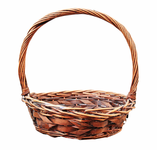 Red wooden wicker basket isolated  - Photo, Image