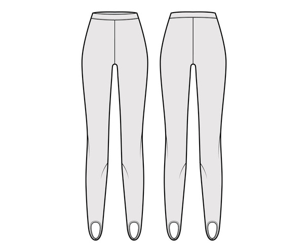 Stirrup Pantaloni maglia illustrazione tecnica di moda con vita normale, grattacielo, lunghezza intera. Allenamento sportivo piatto casual - Vettoriali, immagini