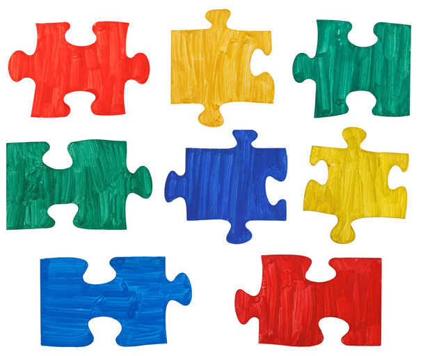 jeu de pièces de puzzle colorées peintes
 - Photo, image