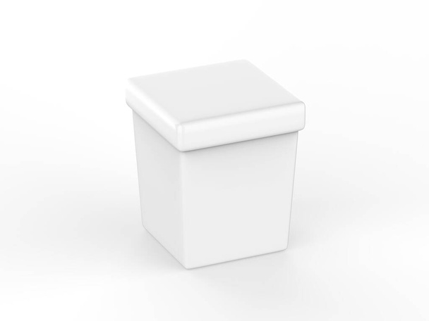 Мороженое ванна макет шаблон, пустые контейнер мороженого макет на изолированном белом фоне, реалистичный рендеринг пластиковой коробки, 3D иллюстрации - Фото, изображение