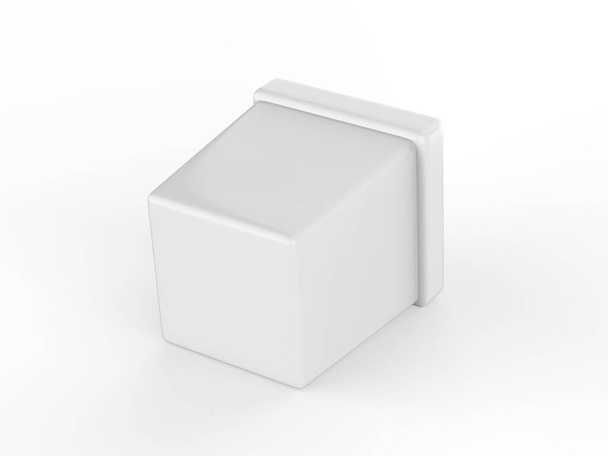 Zmrzlina vana mokup šablona, prázdný zmrzlina kontejner napodobit na izolovaném bílém pozadí, realistické vykreslení plastové krabice, 3D ilustrace - Fotografie, Obrázek