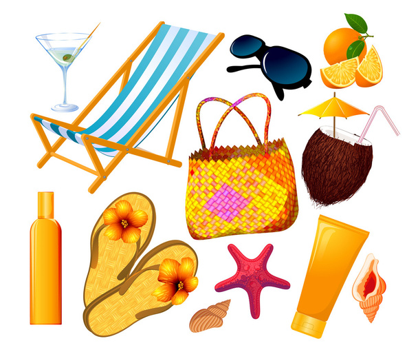Summer beach vector design elements set. - Vektor, obrázek