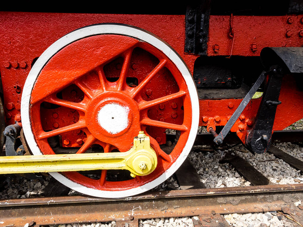 Carriage wheels from an old fashioned steam train - Photo, Image