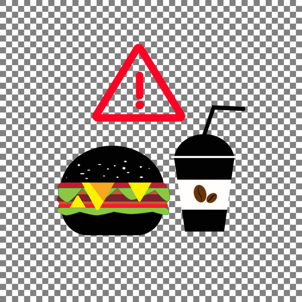 Запрещенное употребление пищи остановить фаст-фуд символизирует изолированный фон - Вектор,изображение