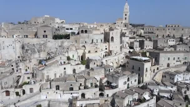 Vista aérea del centro de Matera en Italia - Metraje, vídeo