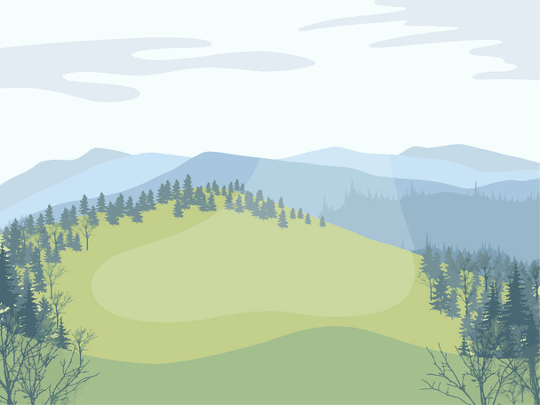 Весенний пейзаж гор - Вектор,изображение