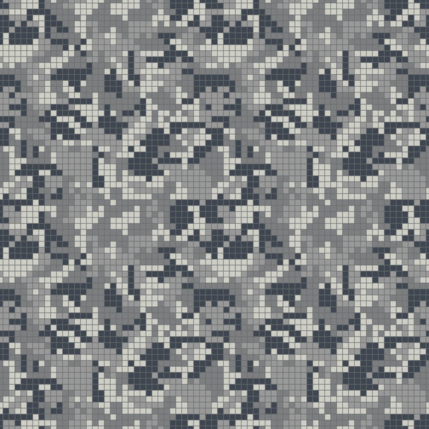 Digitales graues Camouflage, nahtloses Camomuster für Ihr Design. Militärischer Pixeltarnhintergrund. Armee-Vektortextur. - Vektor, Bild