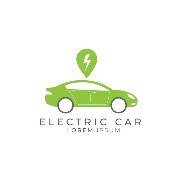 電気自動車、グリーン車のアイコンのロゴのデザインベクトルのコンセプト. - ベクター画像