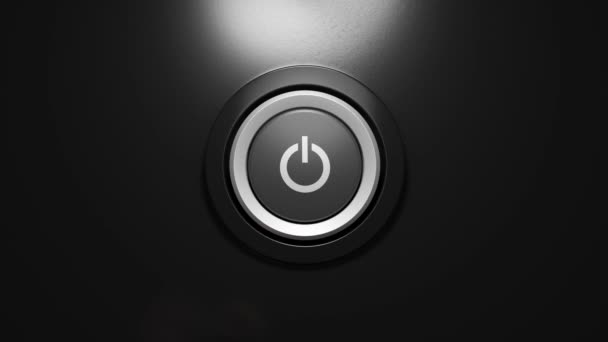 Empresario presione el botón de encendido. Encendido el concepto. Vídeo 3D - Metraje, vídeo