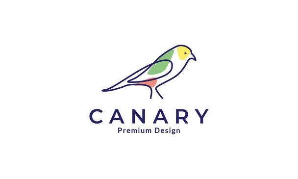 animale uccello canarino linea arte colorato logo disegno vettoriale icona simbolo illustrazione - Vettoriali, immagini