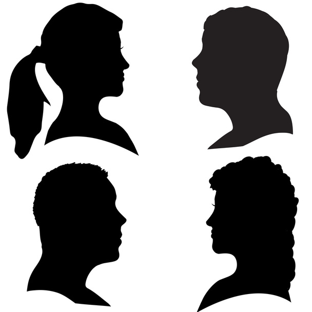 Vector silhouettes of different faces. - Vector, Image