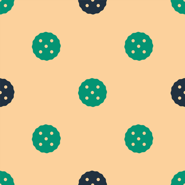 Galleta o galleta verde y negra con icono de chocolate aislado patrón sin costura sobre fondo beige. Vector. - Vector, Imagen