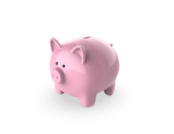 3D Piggy Bank isolated white backgrond. Cute pig 3D rendering model. - Photo, Image