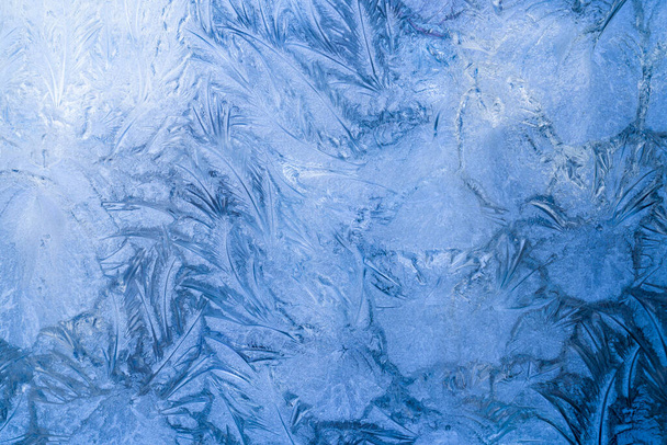Padrão gelado abstrato em vidro, textura de fundo na janela - Foto, Imagem