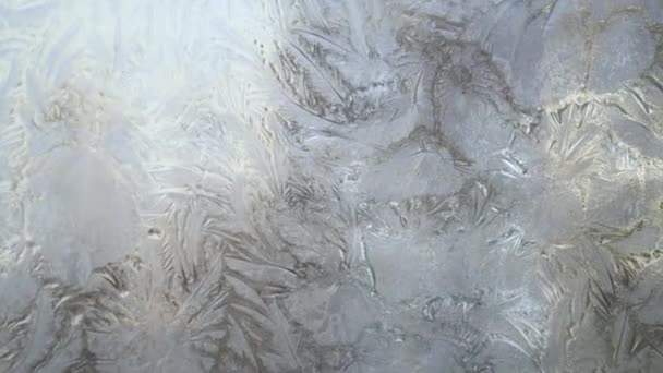 Beautiful frost pattern on a window glass - Footage, Video