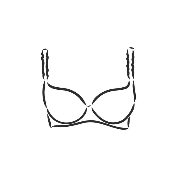 Hand Drawn Womens Bra Sketch Symbol isolated on white background. Vector lacy bra In Trendy Style. Womans underwear hand drawing sketches elements. bra, vector sketch on white background - Vector, Image