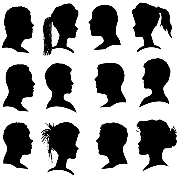 Siluetas vectoriales de diferentes caras
. - Vector, Imagen