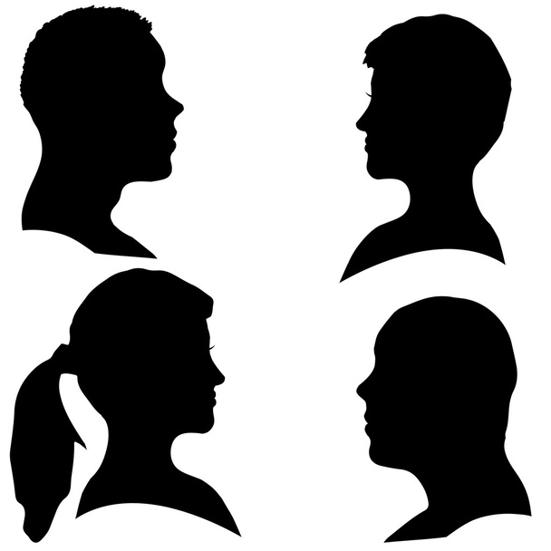 vector silhouetten van verschillende gezichten. - Vector, afbeelding