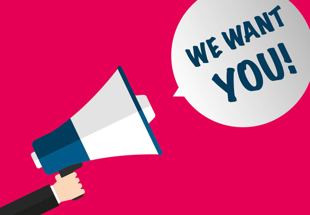 We want you - Megaphone with text in speech bubble - concept job recruitment - Vector, Image