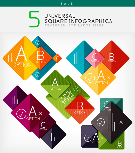 Square infographics, option banners collection - Vector, Image