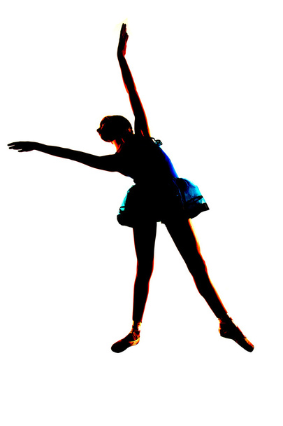 dziewczynka młody baletnicy, stretchingu i rozgrzewanie - Zdjęcie, obraz
