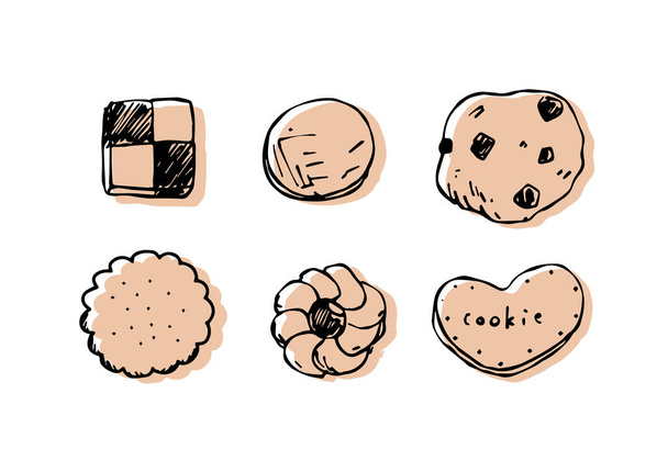 Handgezeichnete Illustrationen verschiedener Cookies - Vektor, Bild