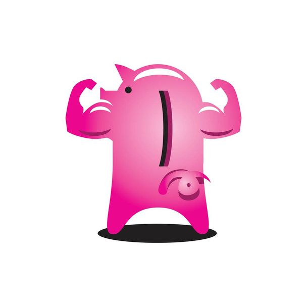 Piggy Bank forte simbolo di concetto di mascotte finanza - Vettoriali, immagini