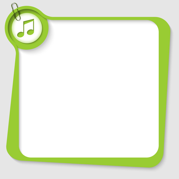 green blank text box with music icon and paper clip - Вектор, зображення