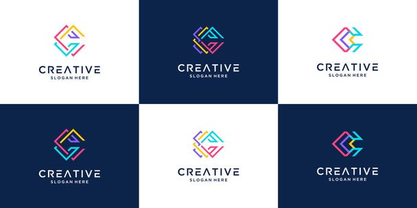 Set van creatieve beginletter c kleurrijk logo design collectie. - Vector, afbeelding