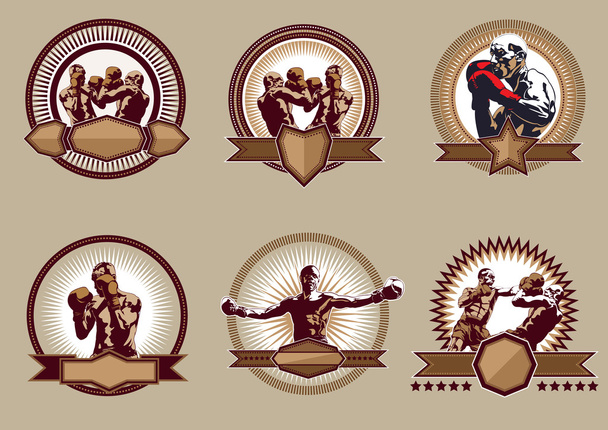 Set of combative sport icons or emblems - Vector, Image
