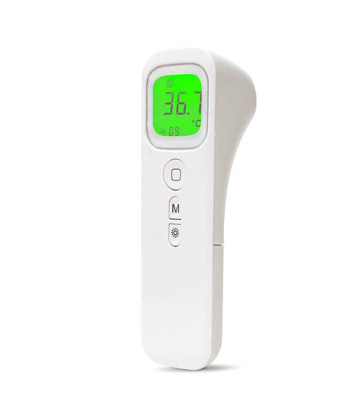 Non-contact infrarood thermometer geïsoleerd op witte achtergrond. - Foto, afbeelding