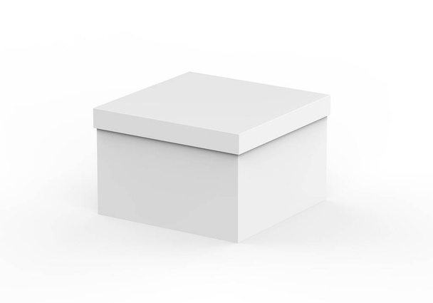 Scatola rigida bianca con collo rigido e foxing interno per presentazione e modellazione del marchio, illustrazione 3d - Foto, immagini