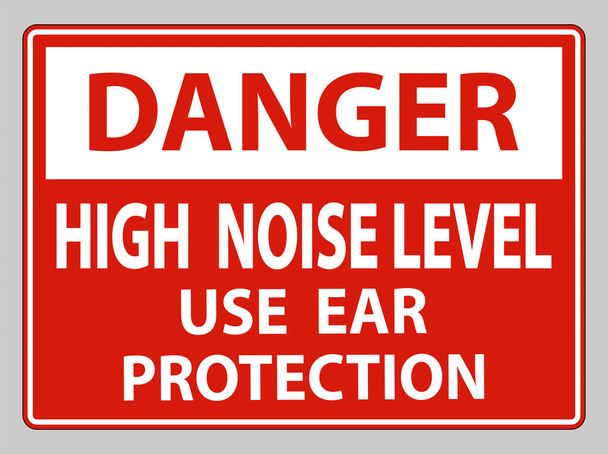 Signal de danger Utilisation de niveau sonore élevé Protection de l'oreille sur fond blanc - Vecteur, image