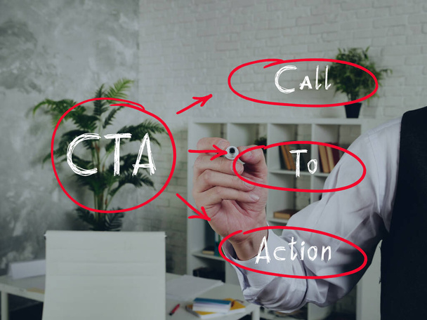  CTA Call To Action on Concept photo. Ruční držák pro zápis izolovaných na pozadí - Fotografie, Obrázek
