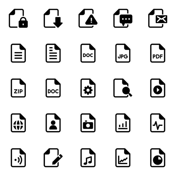 Iconos de glifos para archivos y carpetas. - Vector, Imagen