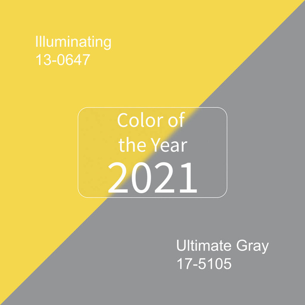 Vinnytsia, Ukraine - January,15, 2021. Trending Colors of the Year 2021, Ultimate Gray and Illuminating colours. Glass morphism. - Διάνυσμα, εικόνα