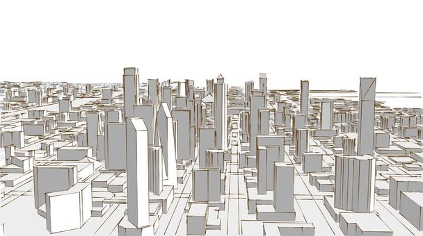 architektura městská krajina 3D vykreslování - Fotografie, Obrázek