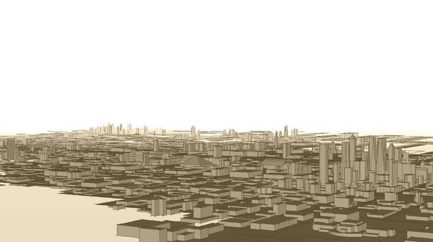 Architektur Stadtlandschaft 3D Rendering - Foto, Bild