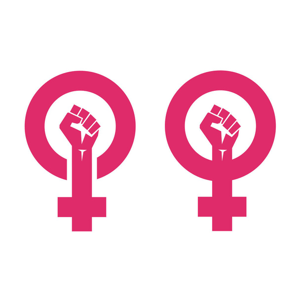 ベクトル女性はシンボルに抵抗する。孤立した背景。女性シンボルベクトル。フェミニズム力。女性アイコン。フェミニストの手。女の子の権利。女性は抵抗する。孤立したイラスト - ベクター画像