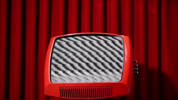 retro televízió statikus ellen bársony függöny - Felvétel, videó